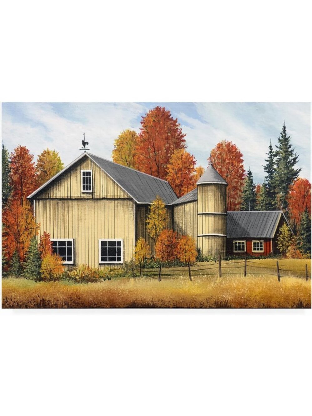 Yellow Barn Fall Outdoor Canvas Art - Vibrant Wall Decor for Patios & Gardens